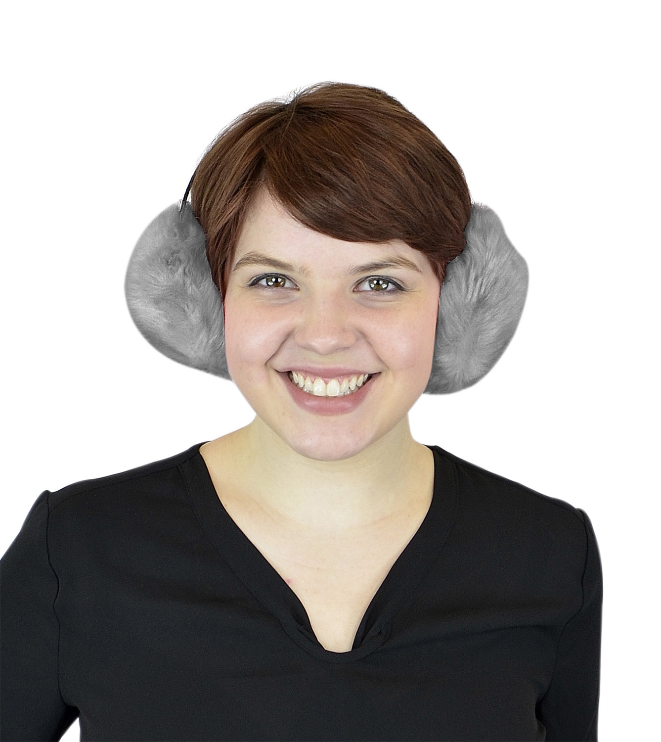 Women's Winter Ear Warmers - Faux Furry Warm Outdoors Ear Muffs - Fashion Earbands and Earmuffs by Belle Donne - Gray
