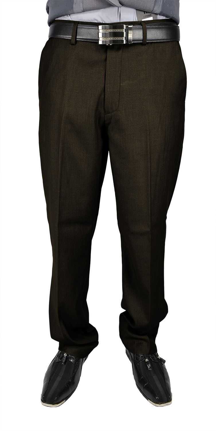 Moda Di Raza Men's Dress Pant - Flat Front Cuffed - Office Dress Pant - Coffee/32W/30L