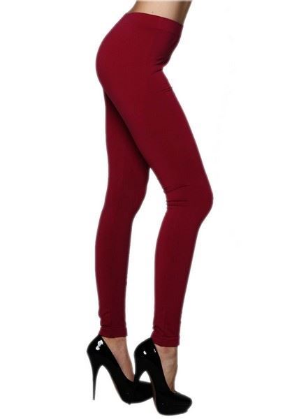 Solid Warm Red Color Seamless Legging