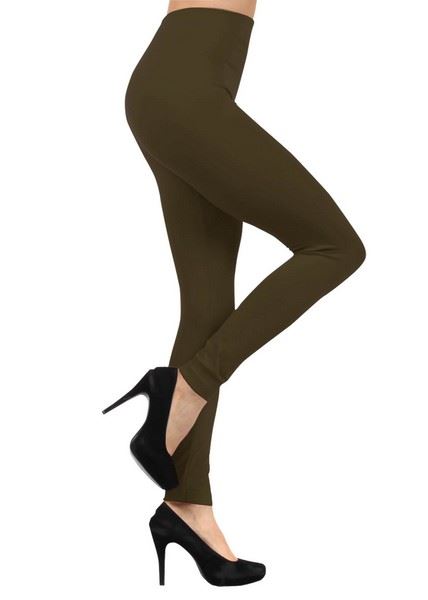Army Green Lady's Celine Solid Color Seamless Fleece Legging, Weight : 175 Grams