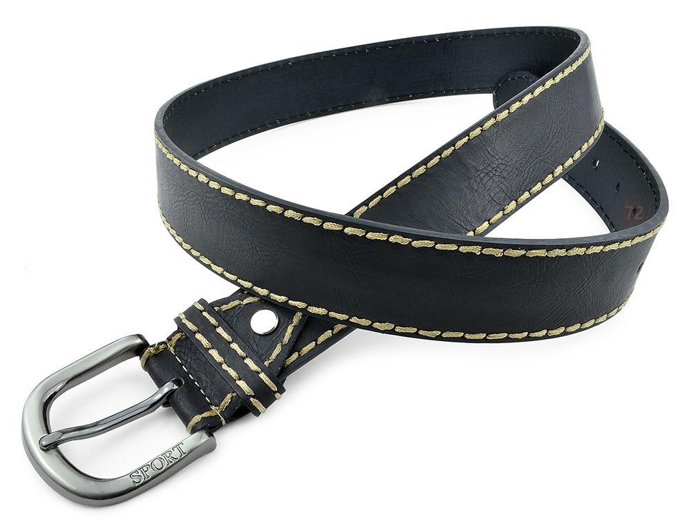 Moda Di Raza-Men Leather Belt - Jean Dress Belt With Buckle Desginer Inspired - Black-II/Large