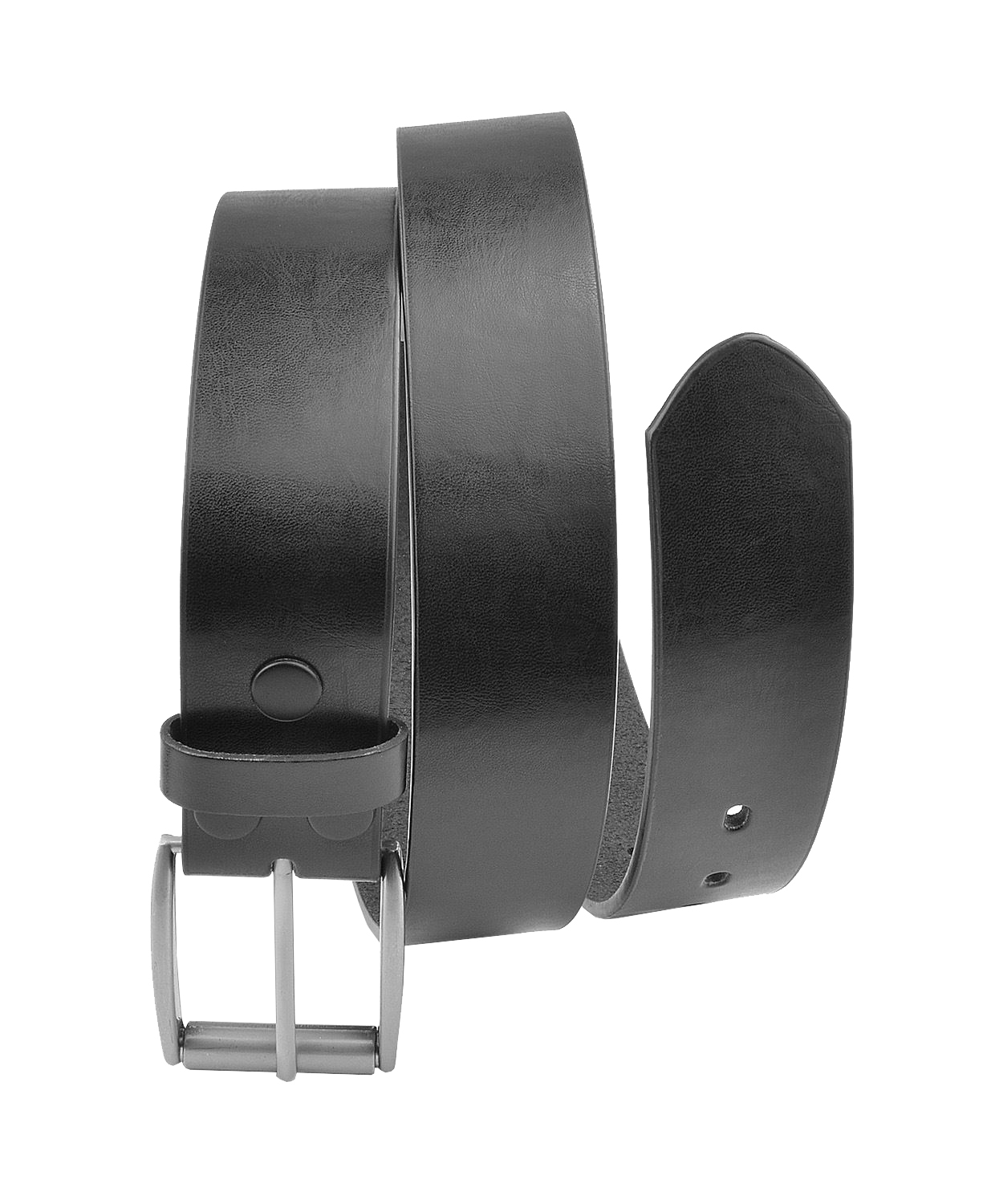 Moda Di Raza- Men's Belt - Dress Belt - Silver Polished Square Buckle - Single Prong Buckle - Black/L