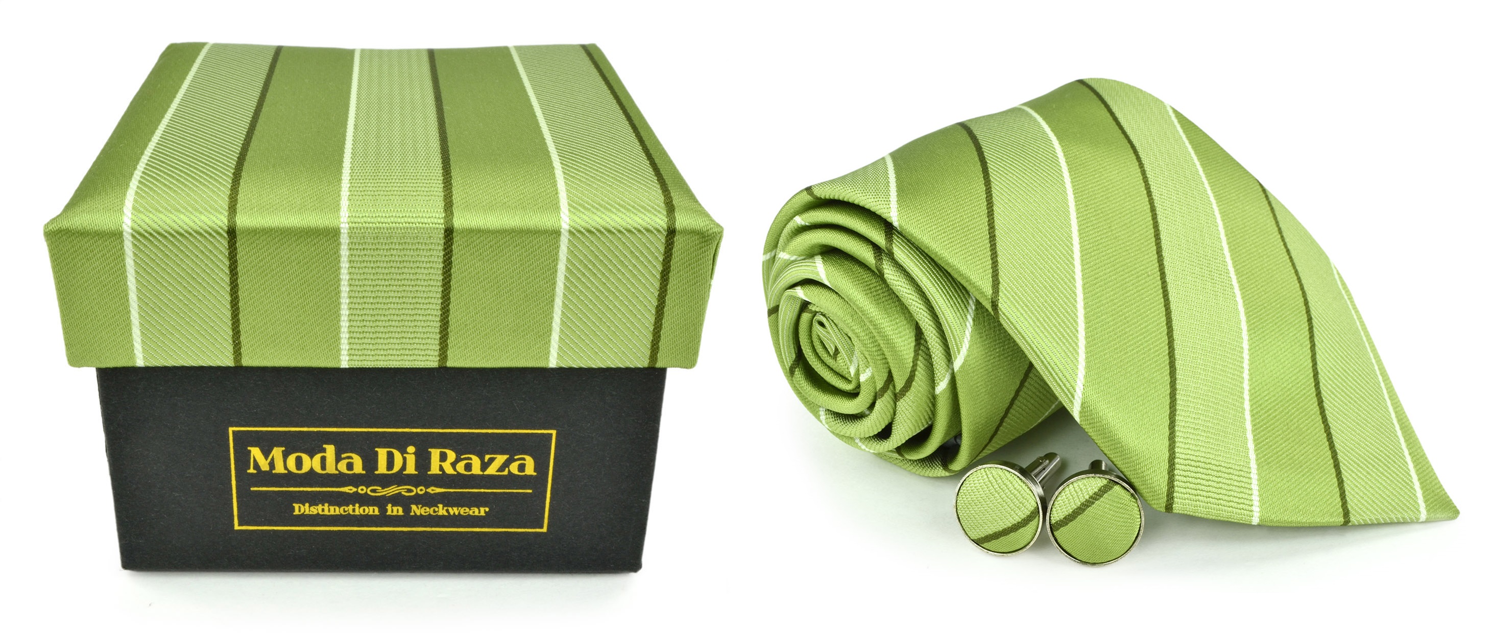 Moda Di Raza Men's NeckTie 3.0 With Cufflink n Gift Box Wedding Formal Events - Green