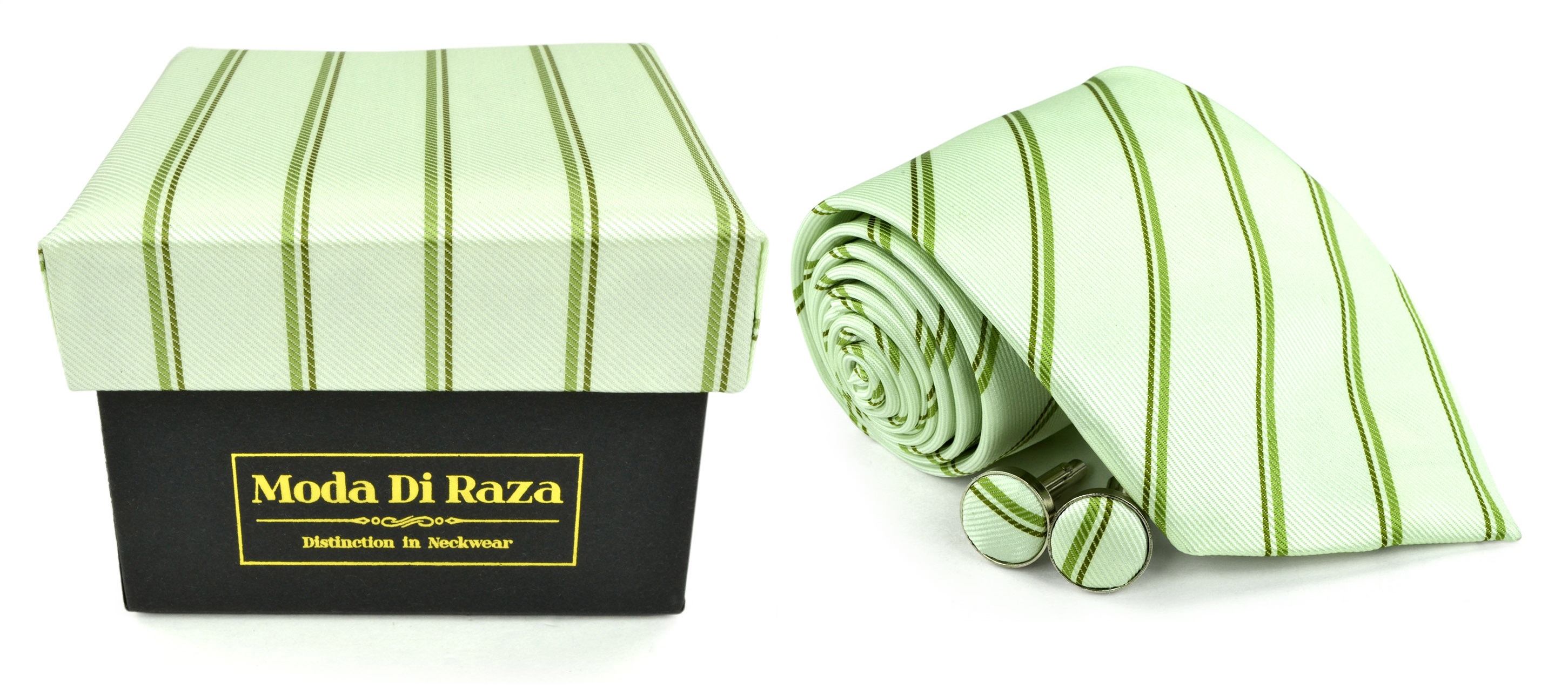 Moda Di Raza Men's NeckTie 3.0 With Cufflink n Gift Box Wedding Formal Events - Mint