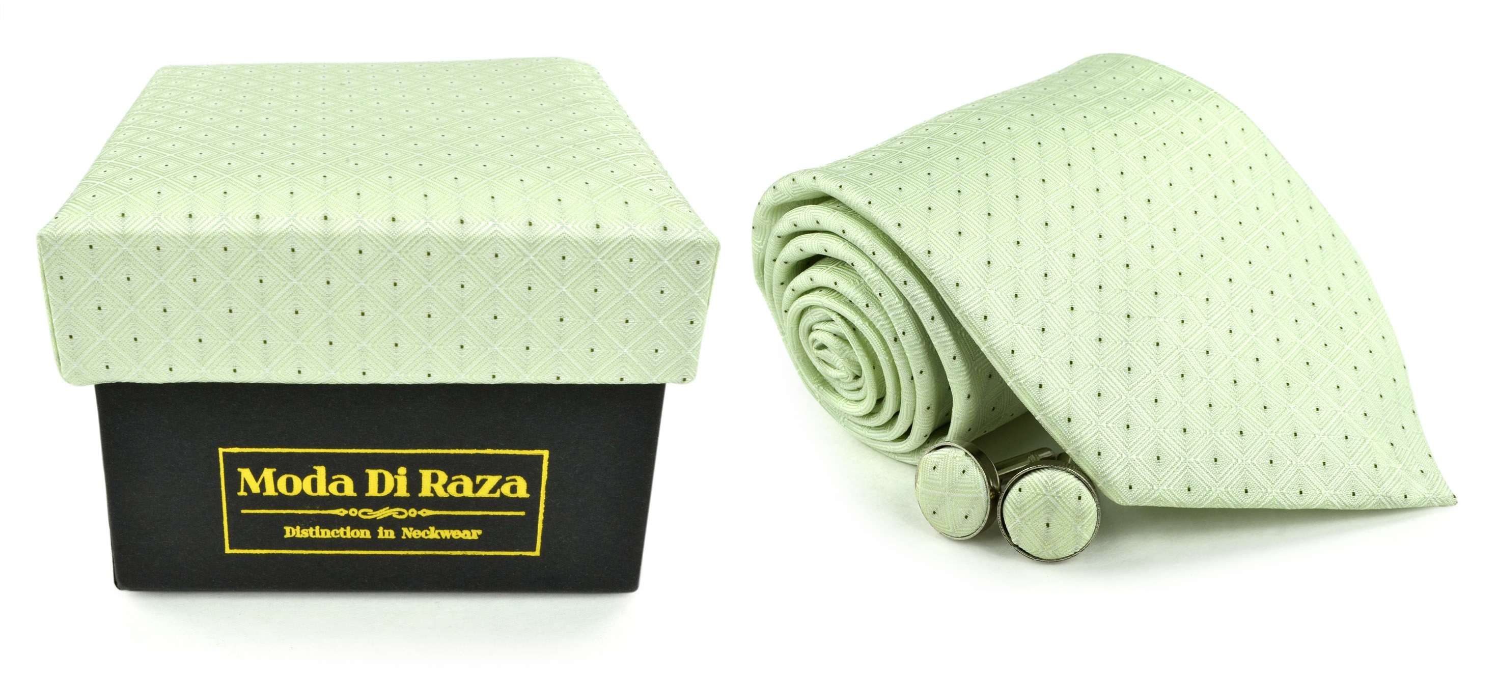 Moda Di Raza Men's NeckTie 3.0 With Cufflink n Gift Box For Formal Events - Light Mint
