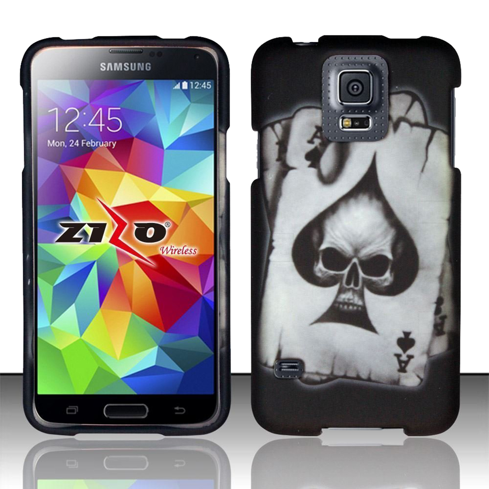 For Samsung Galaxy S5 - Rubbeirzed Design Cover - Spade Skull
