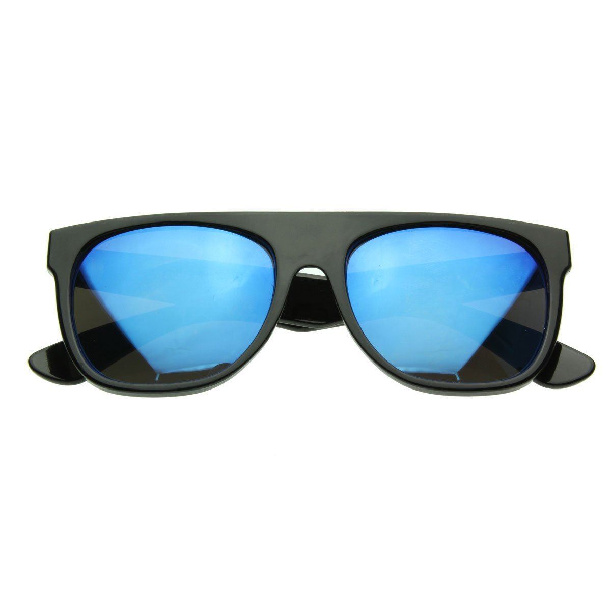 Retro Intense Revo Mirror Lens Super Flat Top Sunglasses- Blue Lens