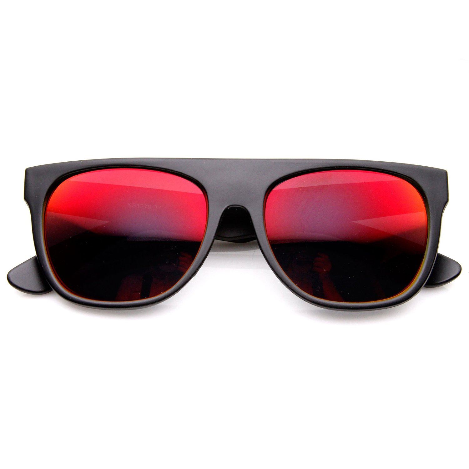 Retro Intense Revo Mirror Lens Super Flat Top Sunglasses- Red Lens