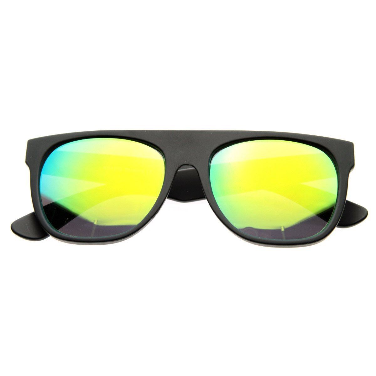 Retro Intense Revo Mirror Lens Super Flat Top Sunglasses- Yellow Lens