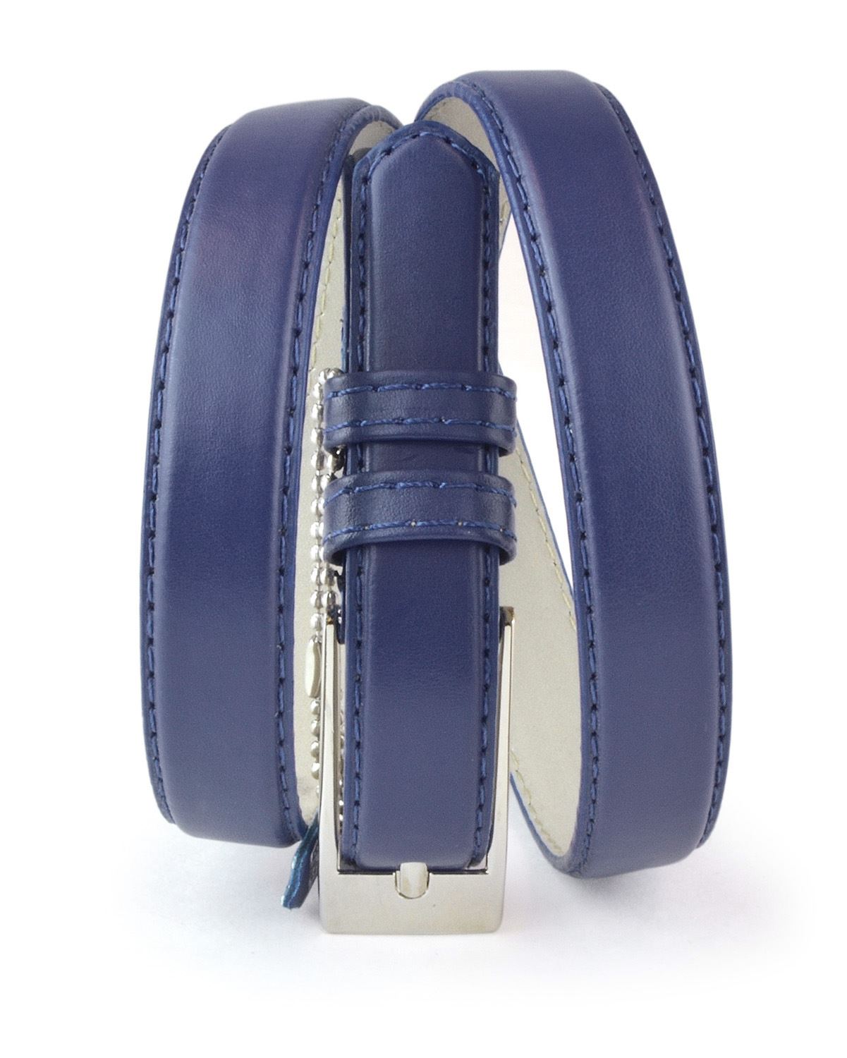 Belle Donne - Women's Solid Color Faux Leather 3/4" Belt - Navy- Large