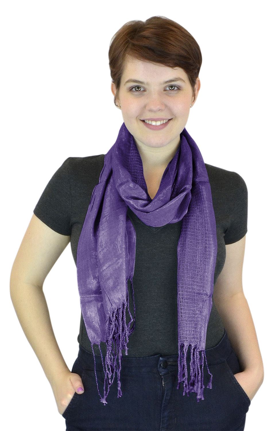 Belle Donne - Women's Everyday Sheer Polyester Scarf Casual Formal - Purple