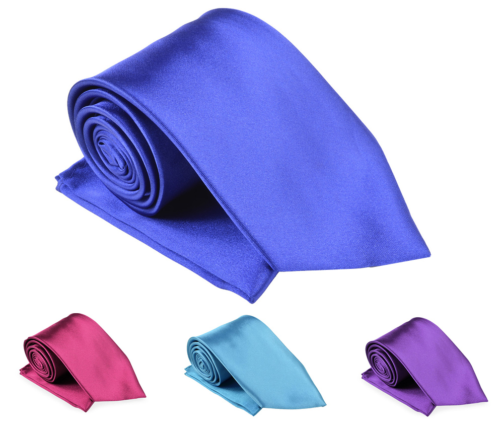 Belle Donne- Mens Necktie Solid Satin Silk Microfiber Woven Matching Handkerchief
