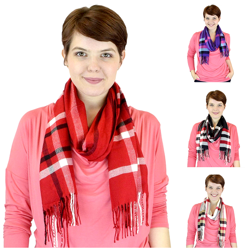 Belle Donne - Womens and Mens Cashmere Feel Winter Plaid Scarves Shawl Wrap