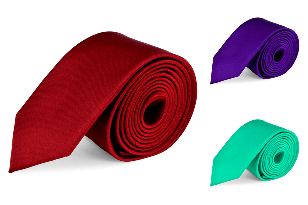 MDR Solid Satin Tie | Skinny Necktie for Men | Solid Color Slim Neck Tie | For Wedding Office Graduation Uniform