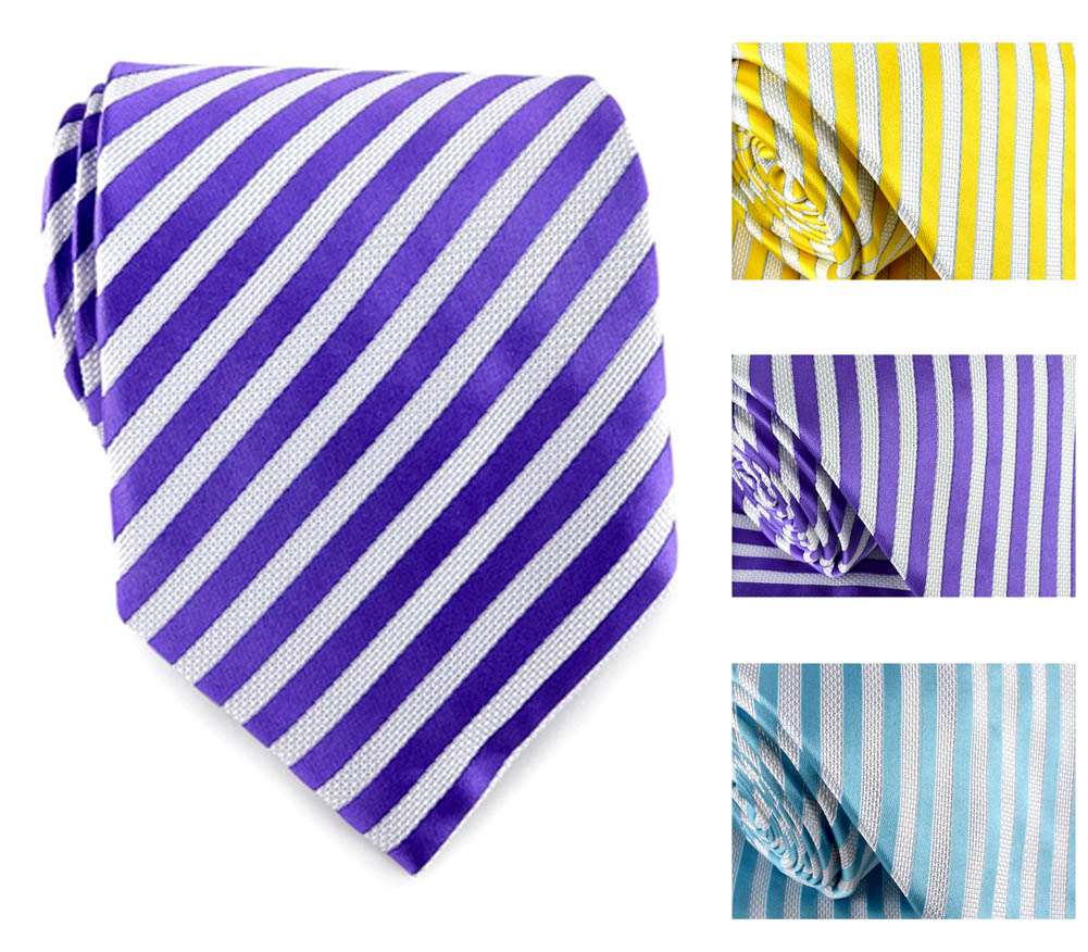 Uomo Vennetto Men's Tie - Clean Thin Striped Tie and Handkerchief Stylish Fashio
