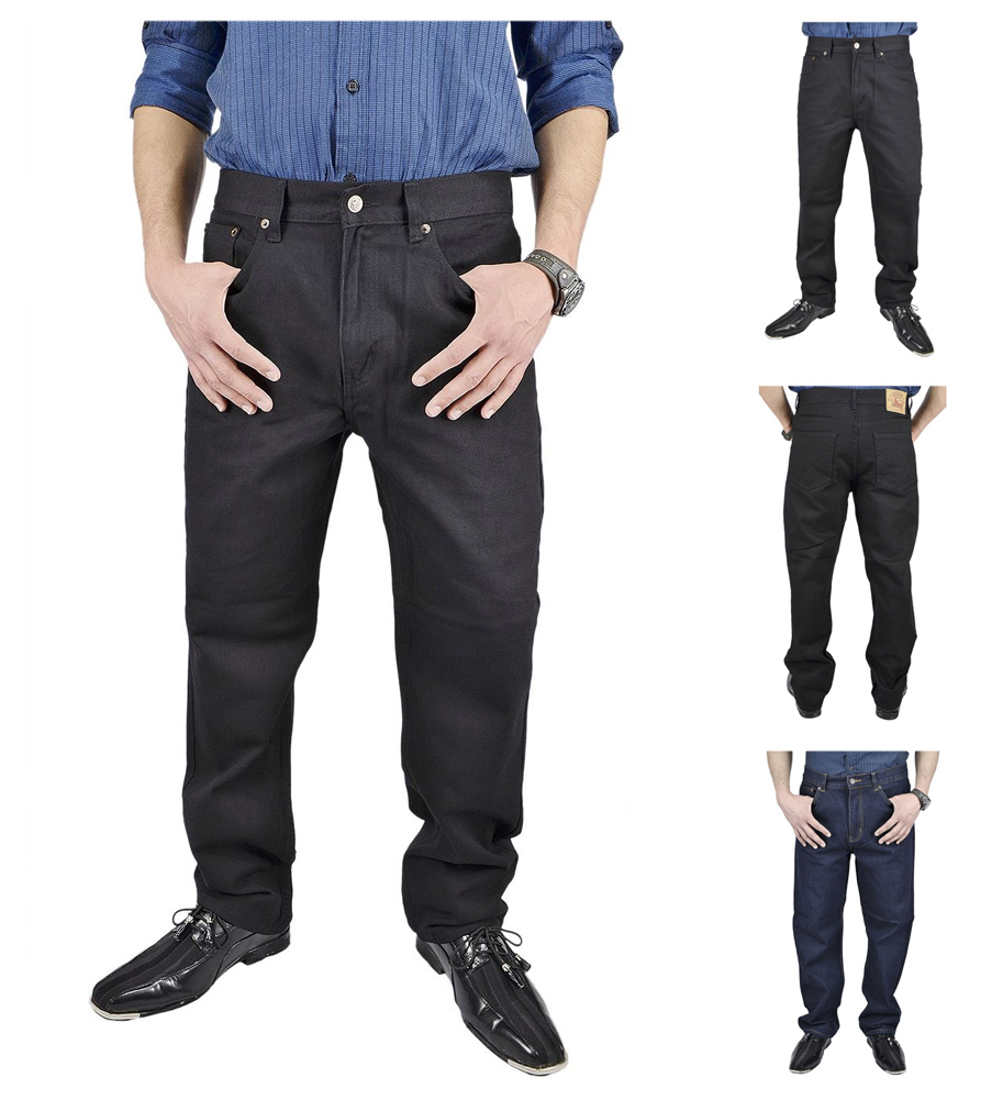 Moda Di Raza- Men's Basic Straight Leg Denim Cotton Relaxed Fit Zip Fly Jeans