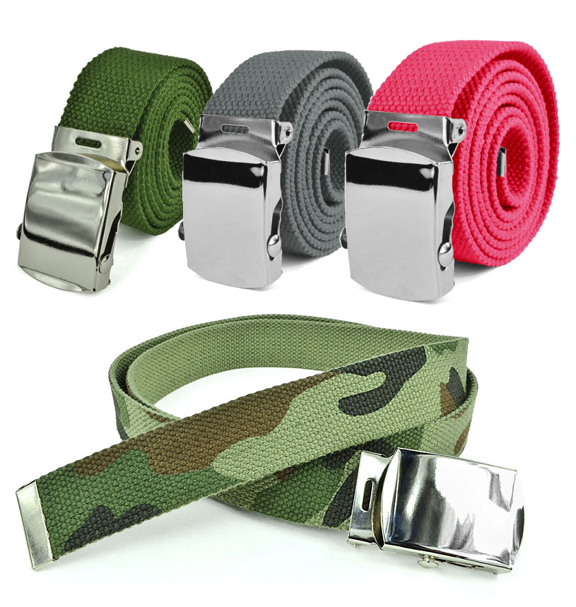 Canvas Web Belt Military Tactical Style Slide Buckle 44" / 46" Long