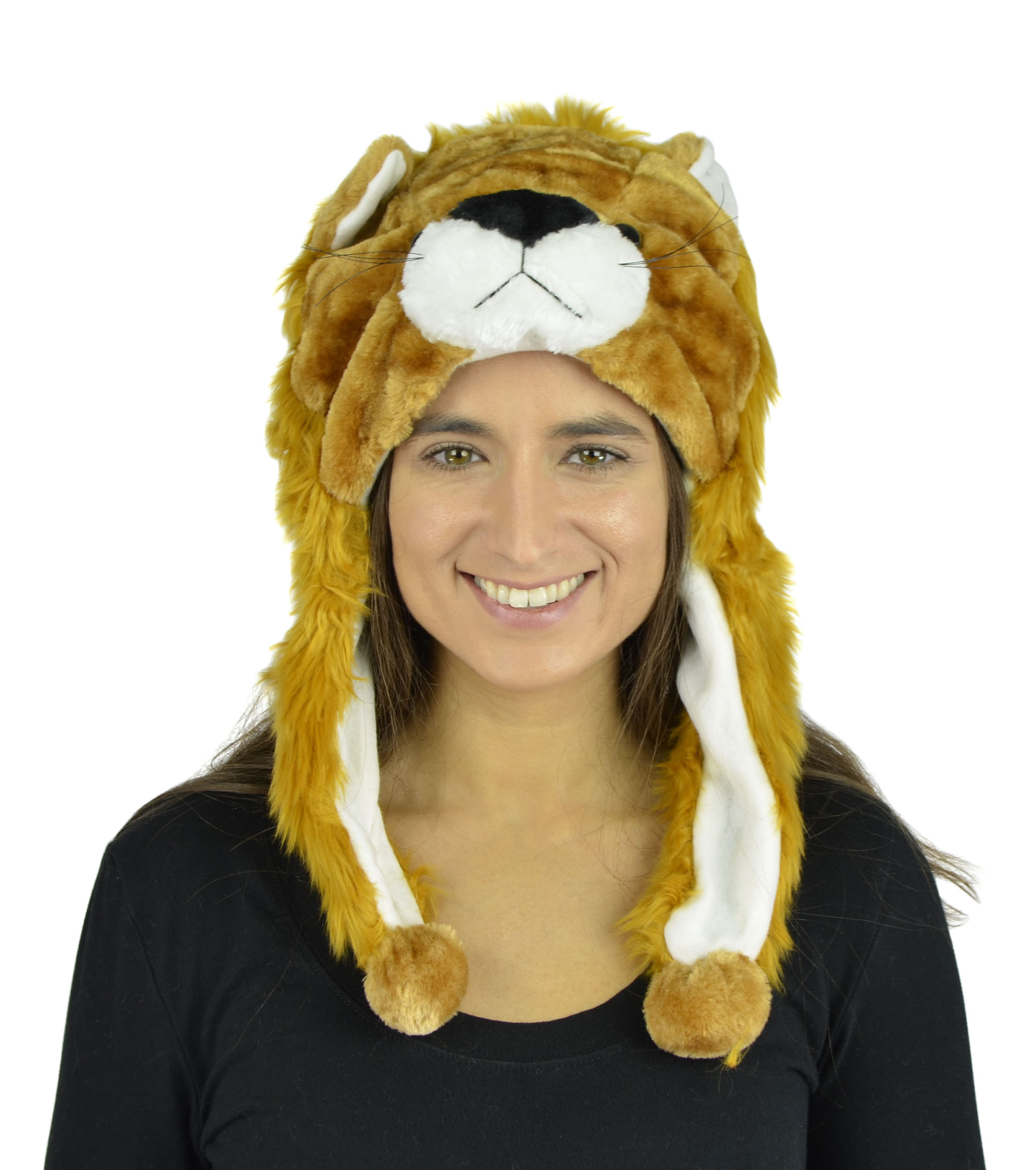 Belle Donne- Unisex Animal Hats Plush Style Pom Pom - Warm Winter Hats - LION