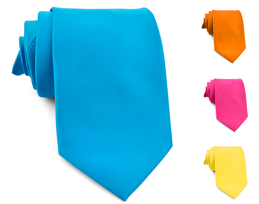 Mens Neckties - Solid Color Ties - Multiple Colors - Classic 3.5" width Long Ties by Moda Di Raza