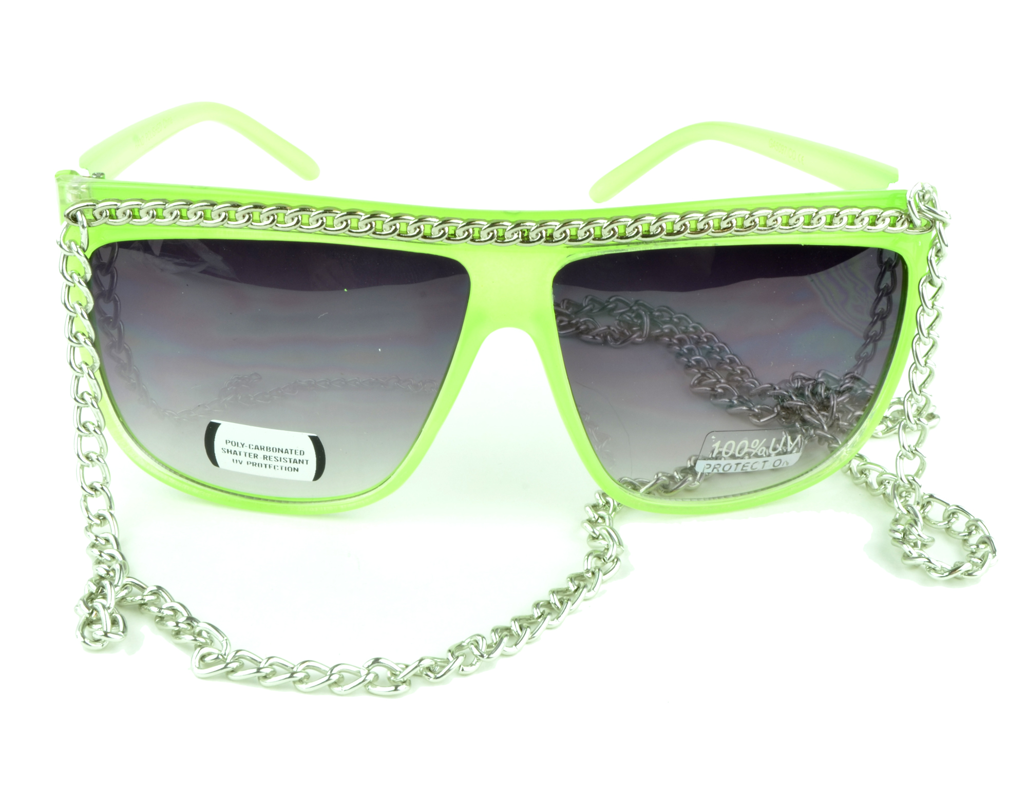 Belle Donne - Women's Hot Celebrity Style Chain Fashion Sunglasses - Green One Size