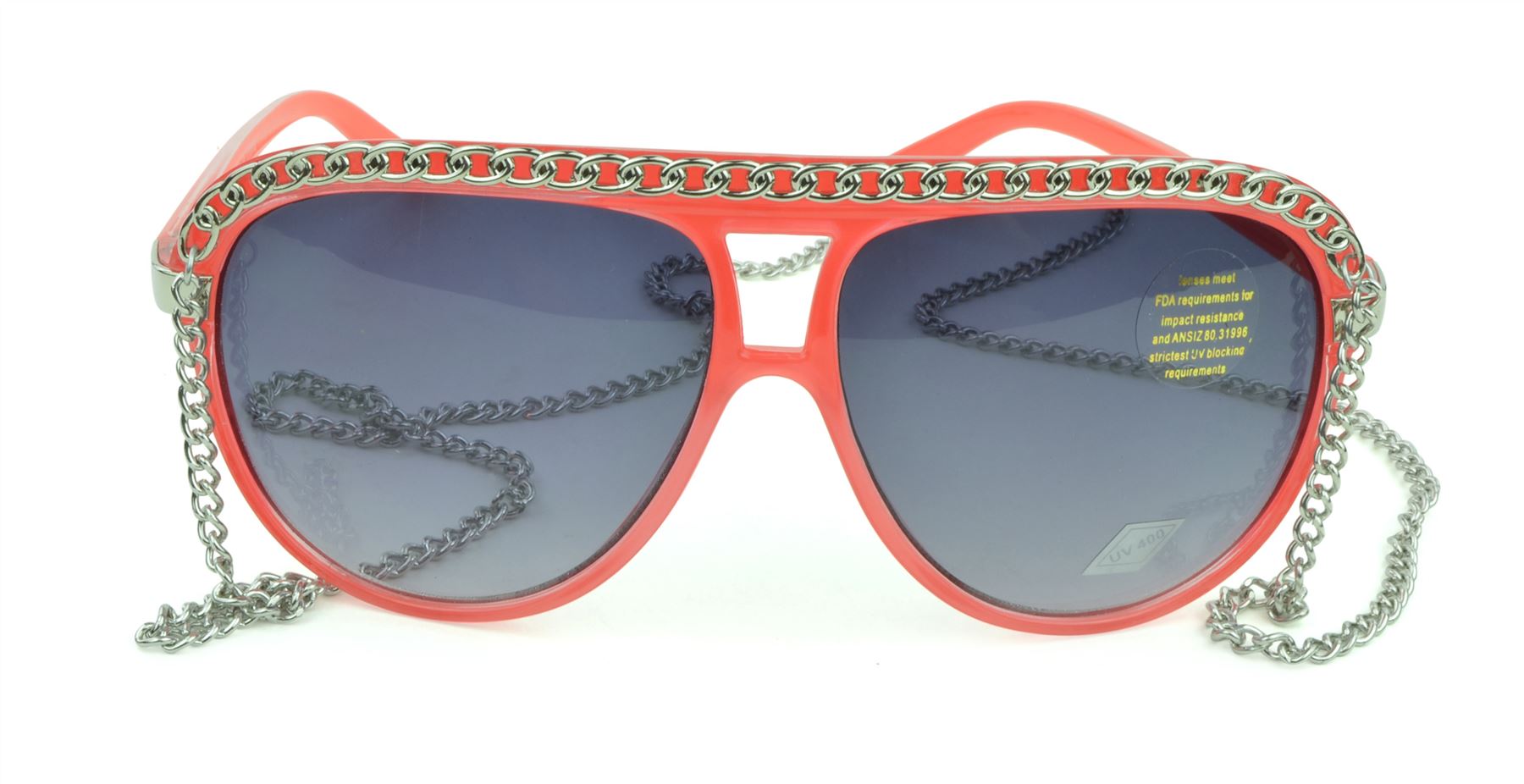 Belle Donne - Women's Hot Celebrity Style Chain Fashion Sunglasses - Watermelon One Size