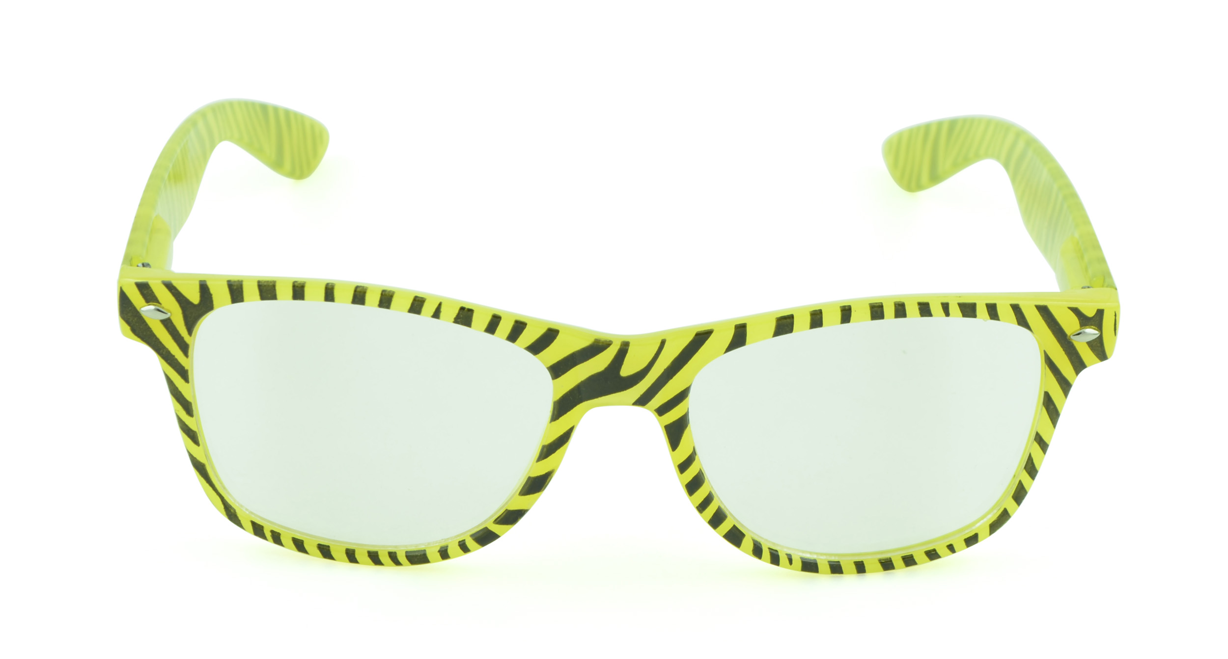Belle Donne - Unisex Cool Rave Style Glow in the Dark Sunglasses - Yellow Zebra