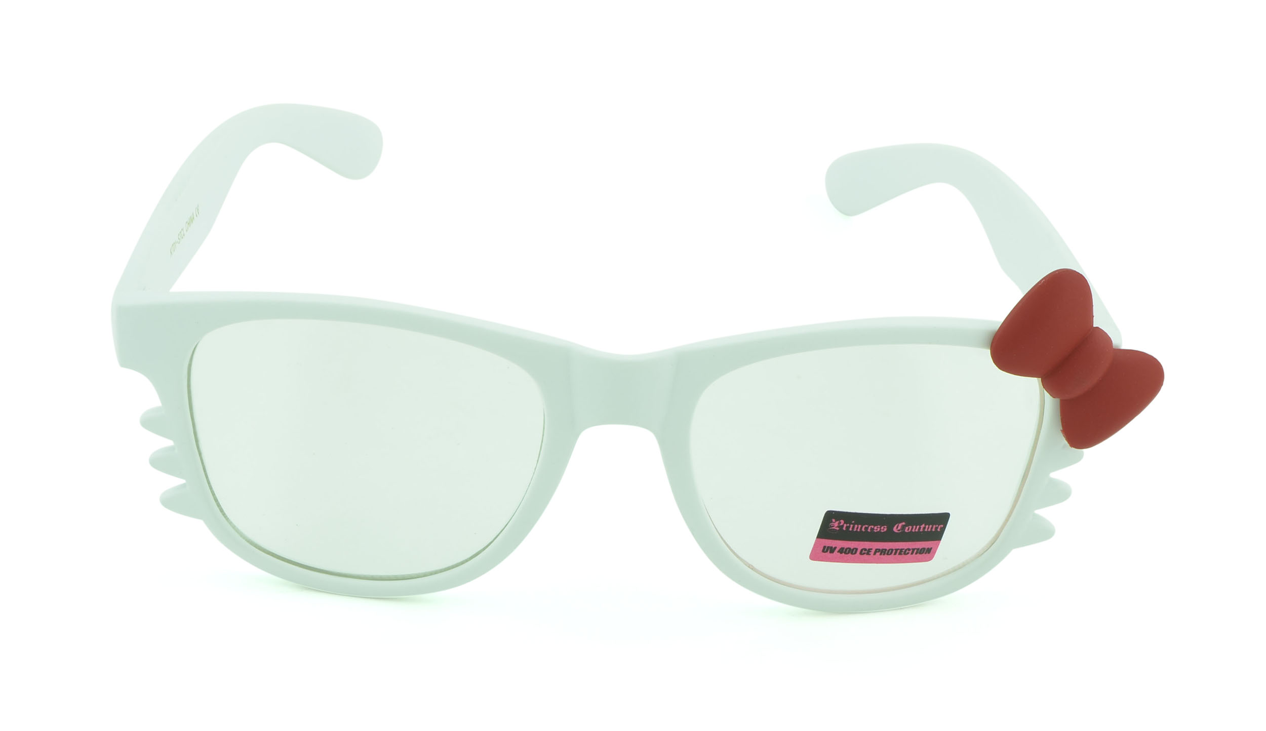 Belle Donne-Womens Kitty Style Sunglasses | Whiskers and Bow Accent-ClearWhite