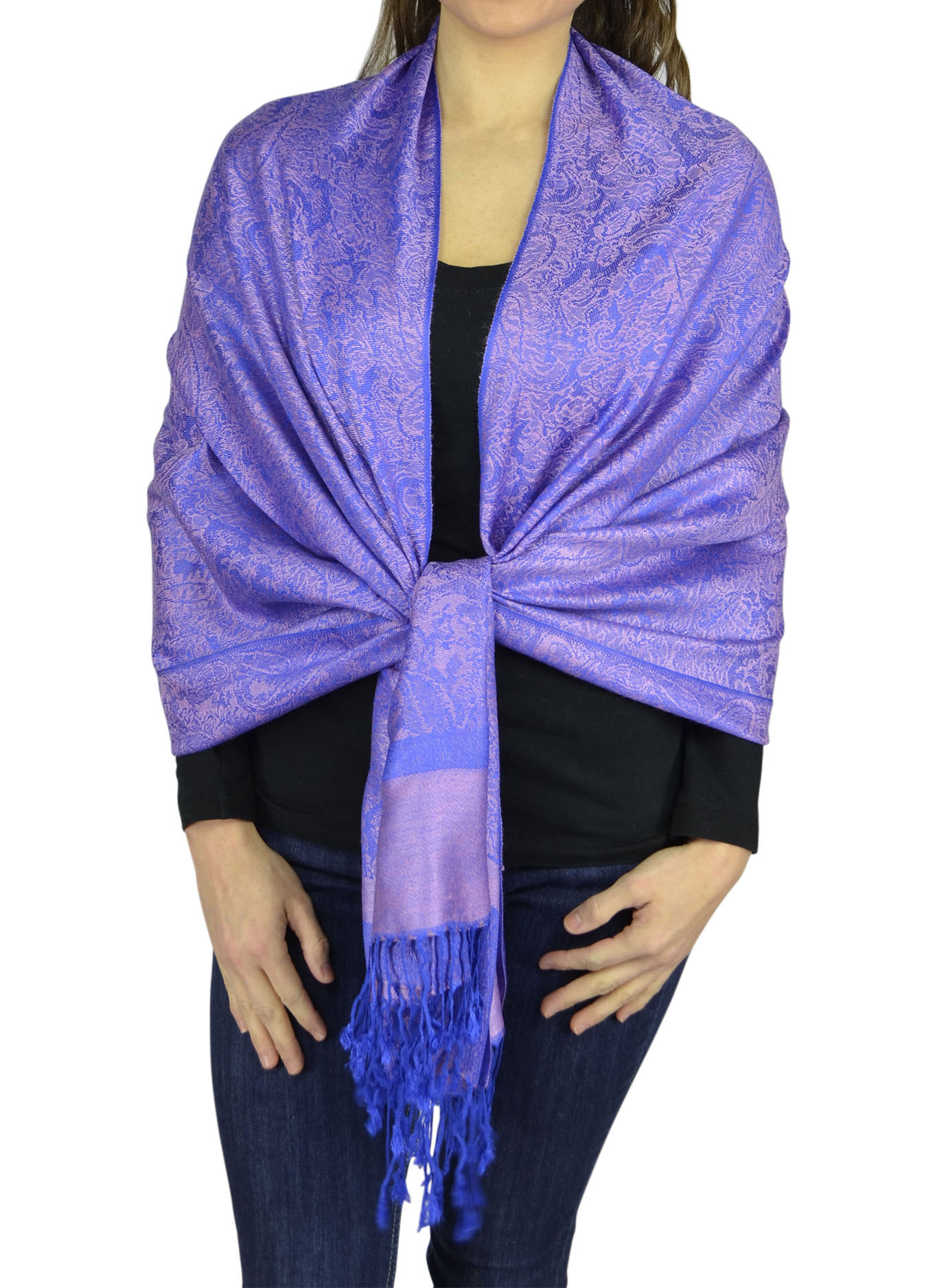 Belle Donne Jacquard Paisley Pashmina Soft Elegant Scarves Wrap Shawl Stole - RoyalBlue