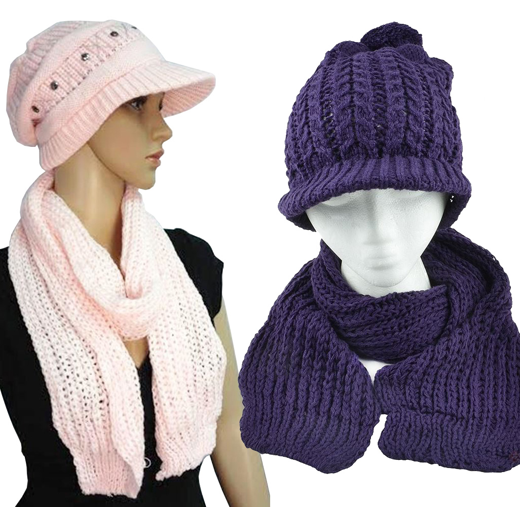 Hand Cable Knitted Hat and Scarf Set