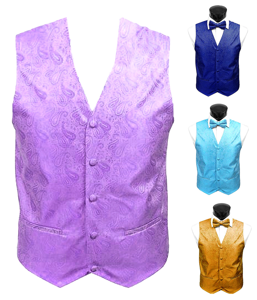 Dabung Men's Paisley Design Waistcoat Woven Wedding Tuxedo Vest
