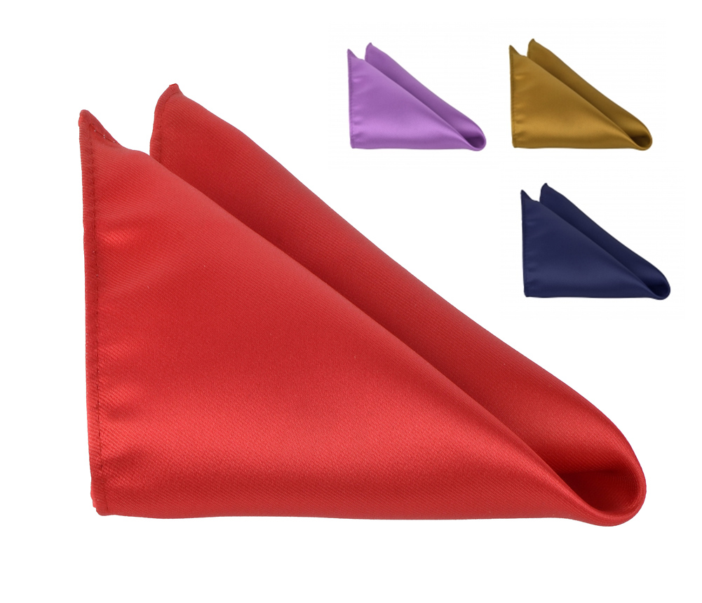Moda Di Raza Pocket Square Handkerchief 10 x 10 Hanky Satin Finish Solid Colors Handkerchief for Men