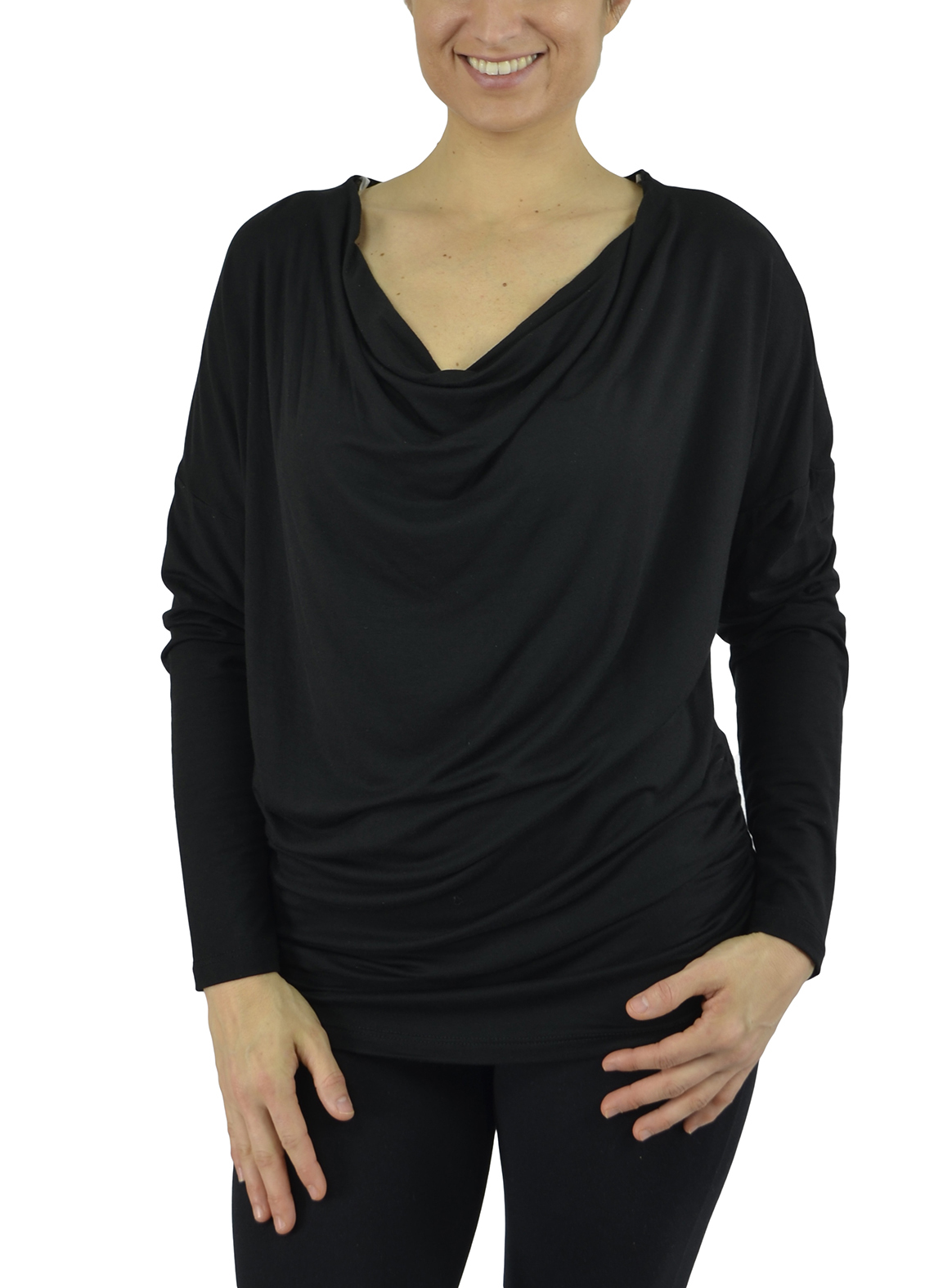 Belle Donne Women Plus Size Tunic Top Loose Jersey Style Casual Blouse - Black-III Small