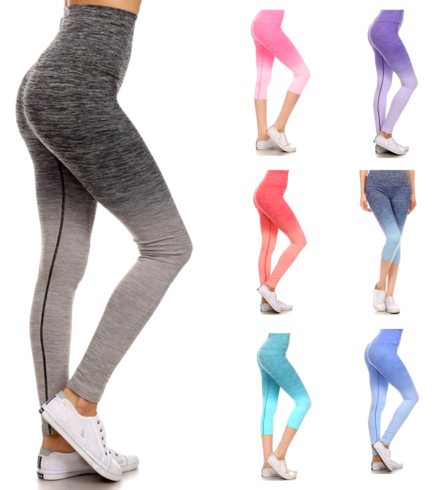 BelleDonne Legging Full Size /  Capri Legging Ombre Space Dye Yoga Pants Workout