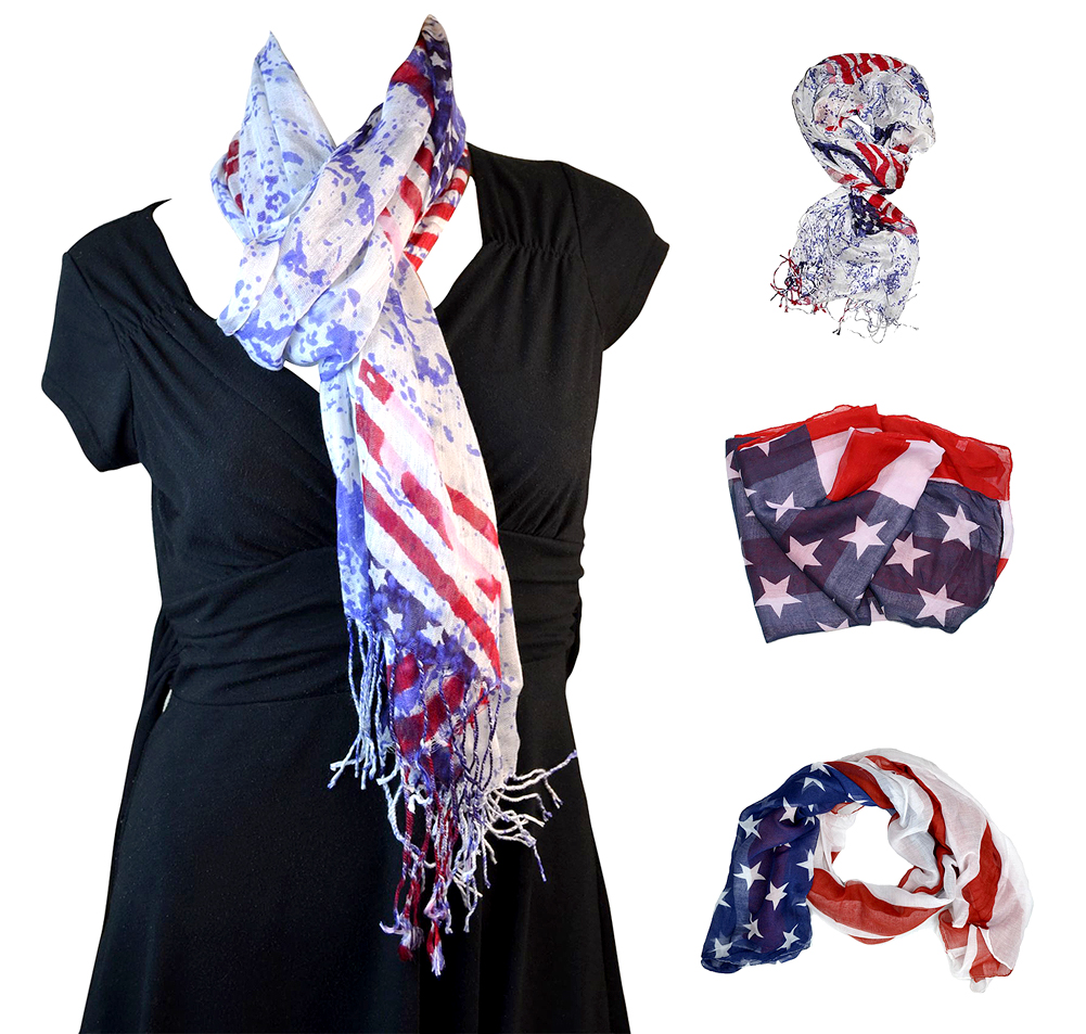 Belle Donne- US Flag Scarf Women Fashion Patriotic Scarves - American Flag