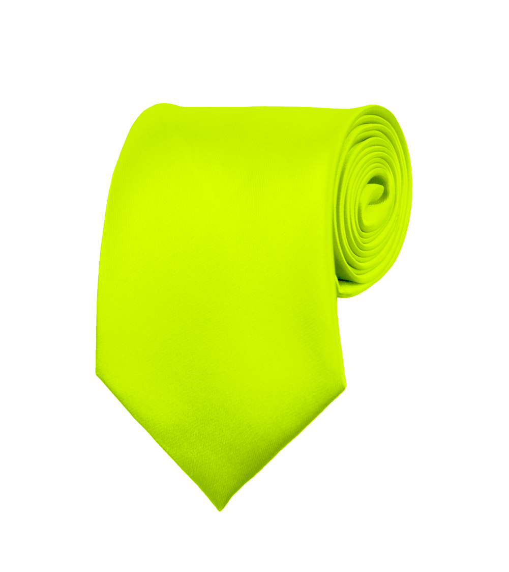Mens Neckties - Solid Color Ties - Multiple Colors - Classic 3.5" width Long Ties by Moda Di Raza - Lime Green