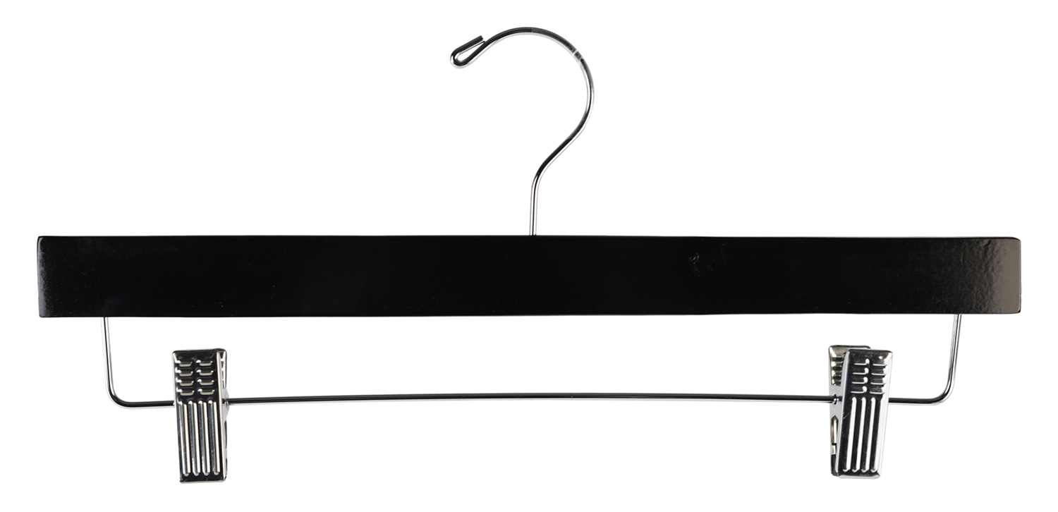 Shop72 - Clothing Wood Hanger Black 14 inch For Pants, Skirt or Slack Hanger