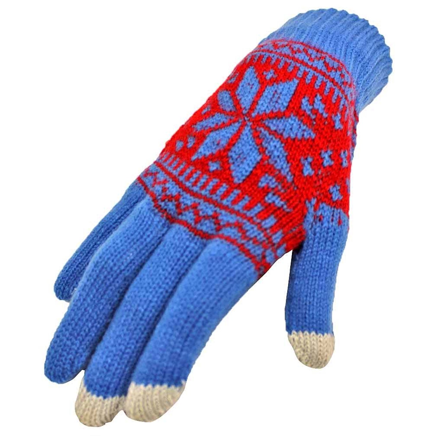 Belle Donne - Women's Touch Screen Gloves - Snow Flakes - BLUE