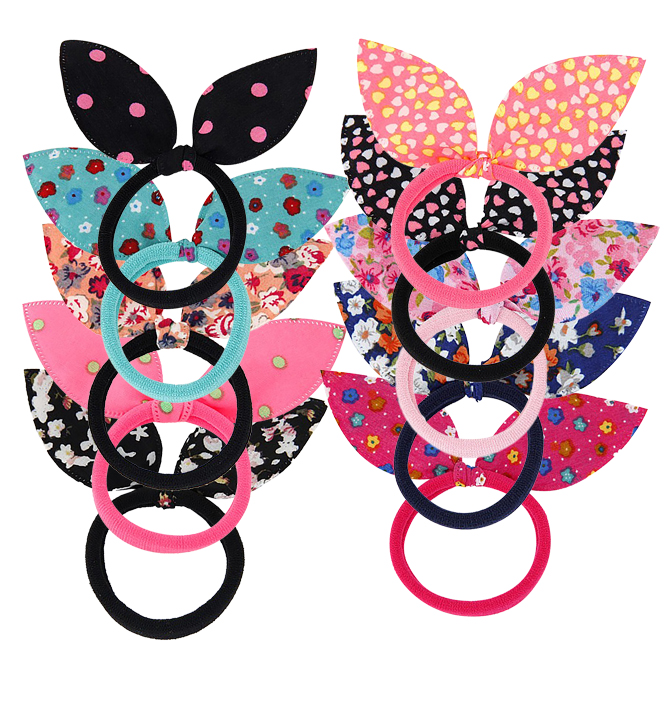 Belle Donne Cute Girls Rabbit Ear Hair Tie Bands Toddler Ponytail Holder 10 Pack