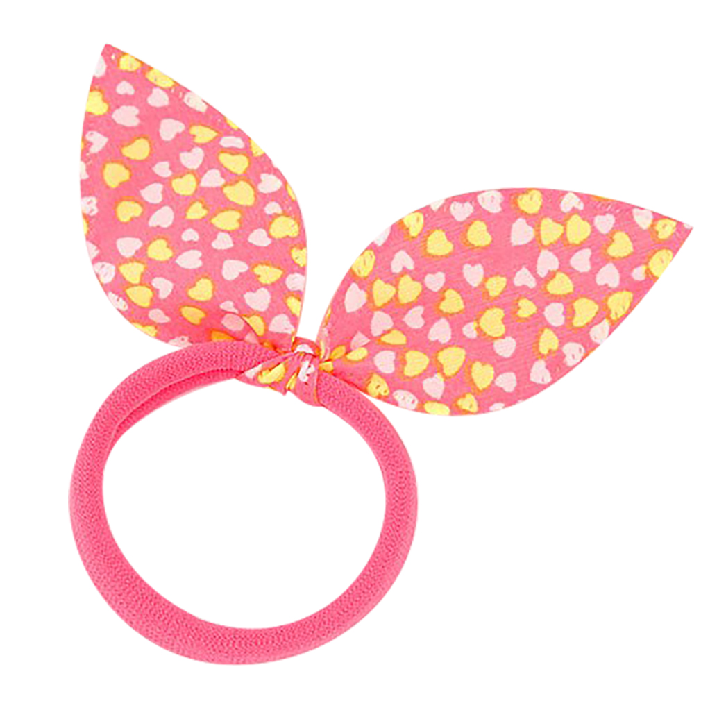 Belle Donne - Hearts Bunny Ears Hair Band - Kids Hair Bands, Toddler Hair Ties - Cute Hair Tie Set - Hair Band Bracelet - Rabbit Ears - Pink and Yellow