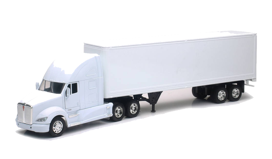 Shop72 NewRay Diecast White 1:32 Scale Kenworth T700 Truck W/ Dry Van Trailer