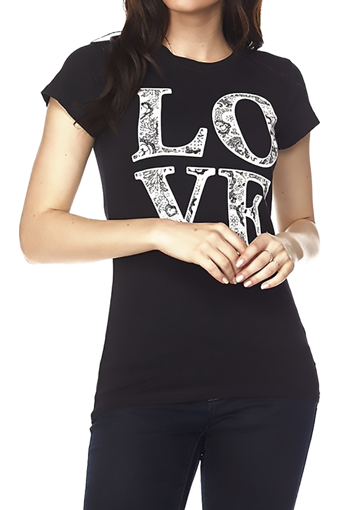 Belle Donne - Women's Graphic Tees Stylish Printed Short Sleeve Girl T Shirts - Black/Small