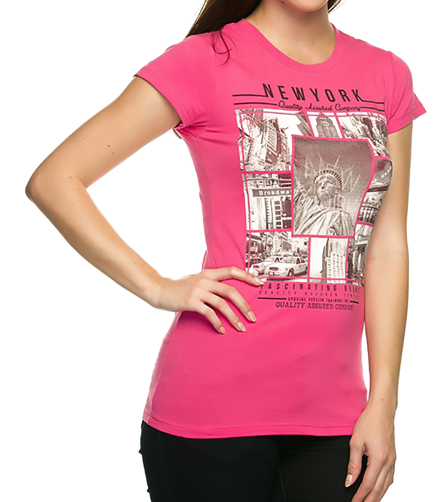 Belle Donne - Women's Graphic Tees Stylish Printed Short Sleeve Girl T Shirts - Fuchsia/Small