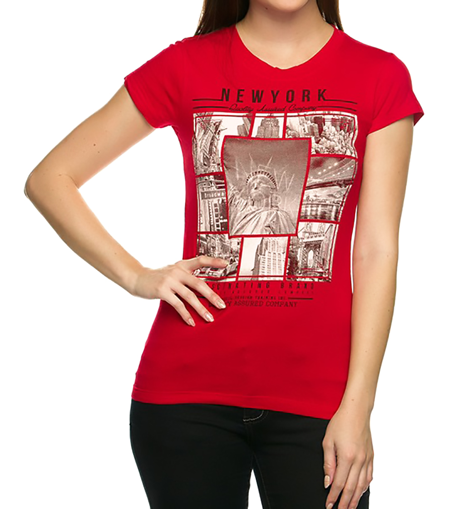Belle Donne - Women's Graphic Tees Stylish Printed Short Sleeve Girl T Shirts - Red/Small