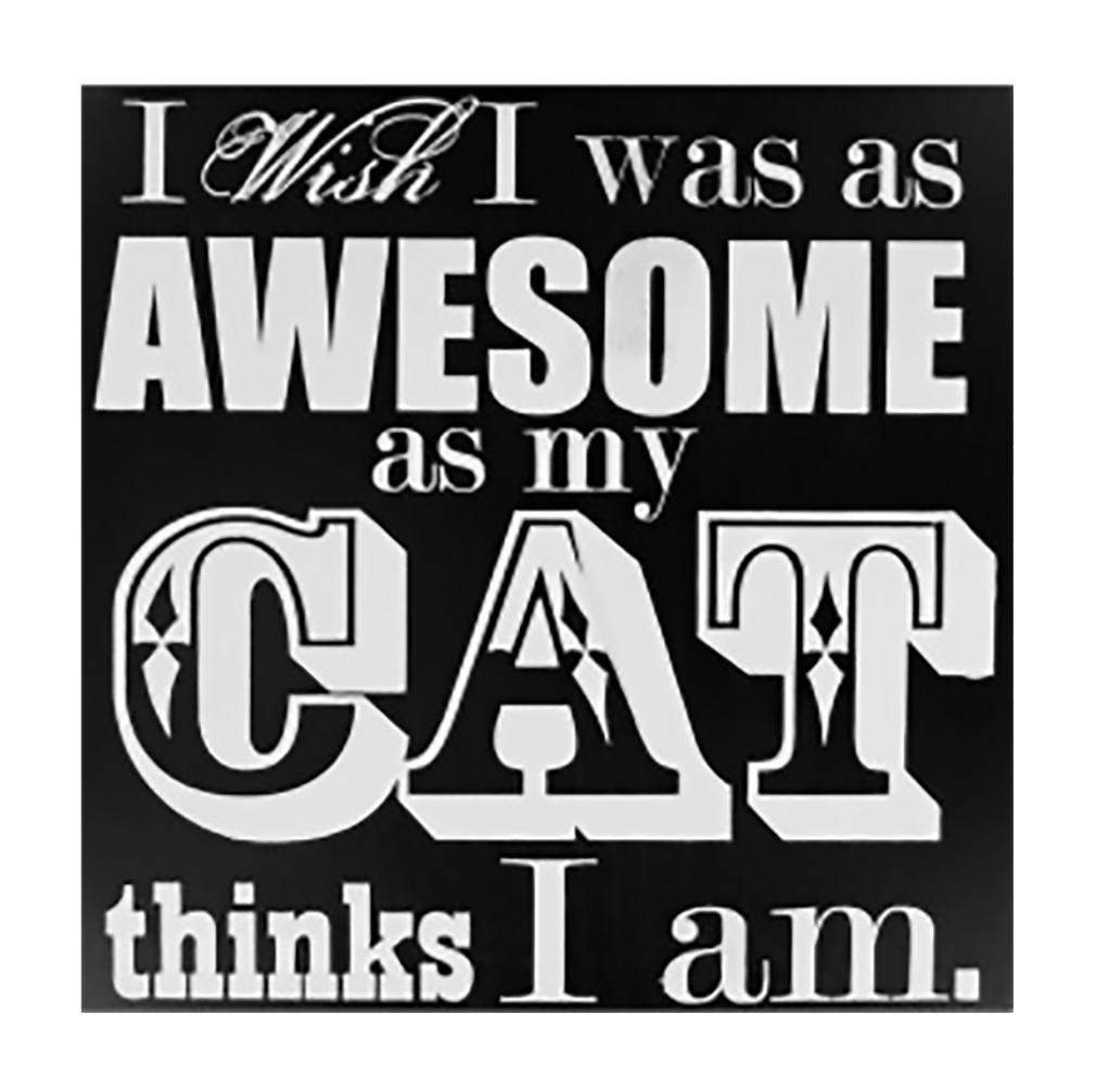 Shop72 - Black and White Wooden Cat Sign I Wish I was As Awesome As My Cat Thinks I Am Pet Signs for Pet Lovers Distressed Vintage Cat Sign
