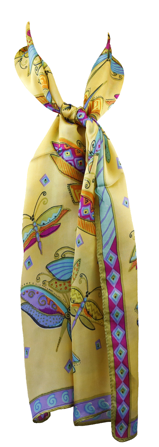 Belle Donne - Beautiful Charmeuse Fabric Silk Neckerchief Square Scarf Butterfly