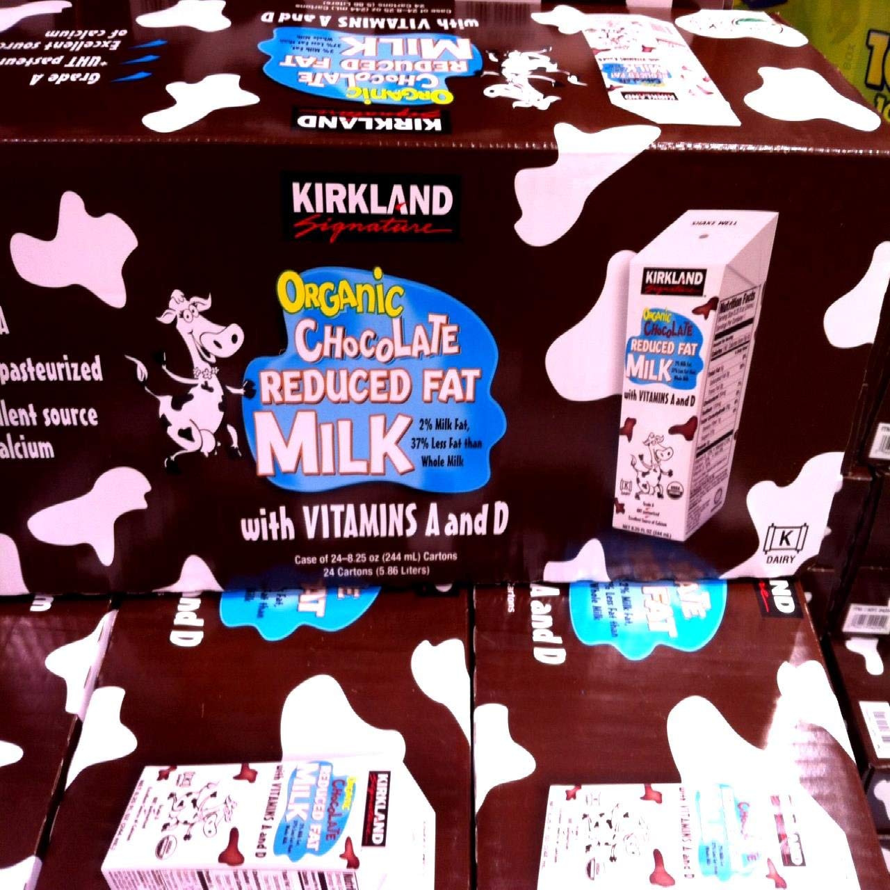 Kirkland Signatures Organic 2 Percent Lowfat Choclate Milk - 24 Pack - 8.25 Ounce No Refrigeration Needed