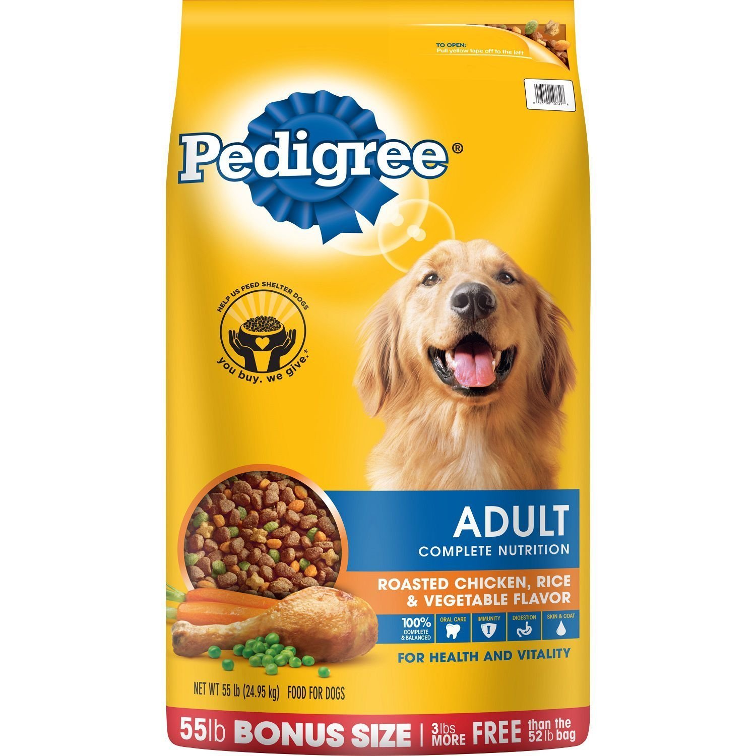 Pedigree Adult Complete Nutrition Roasted Chicken, Rice and Vegetable Dry Dog Food (55 lbs.)
