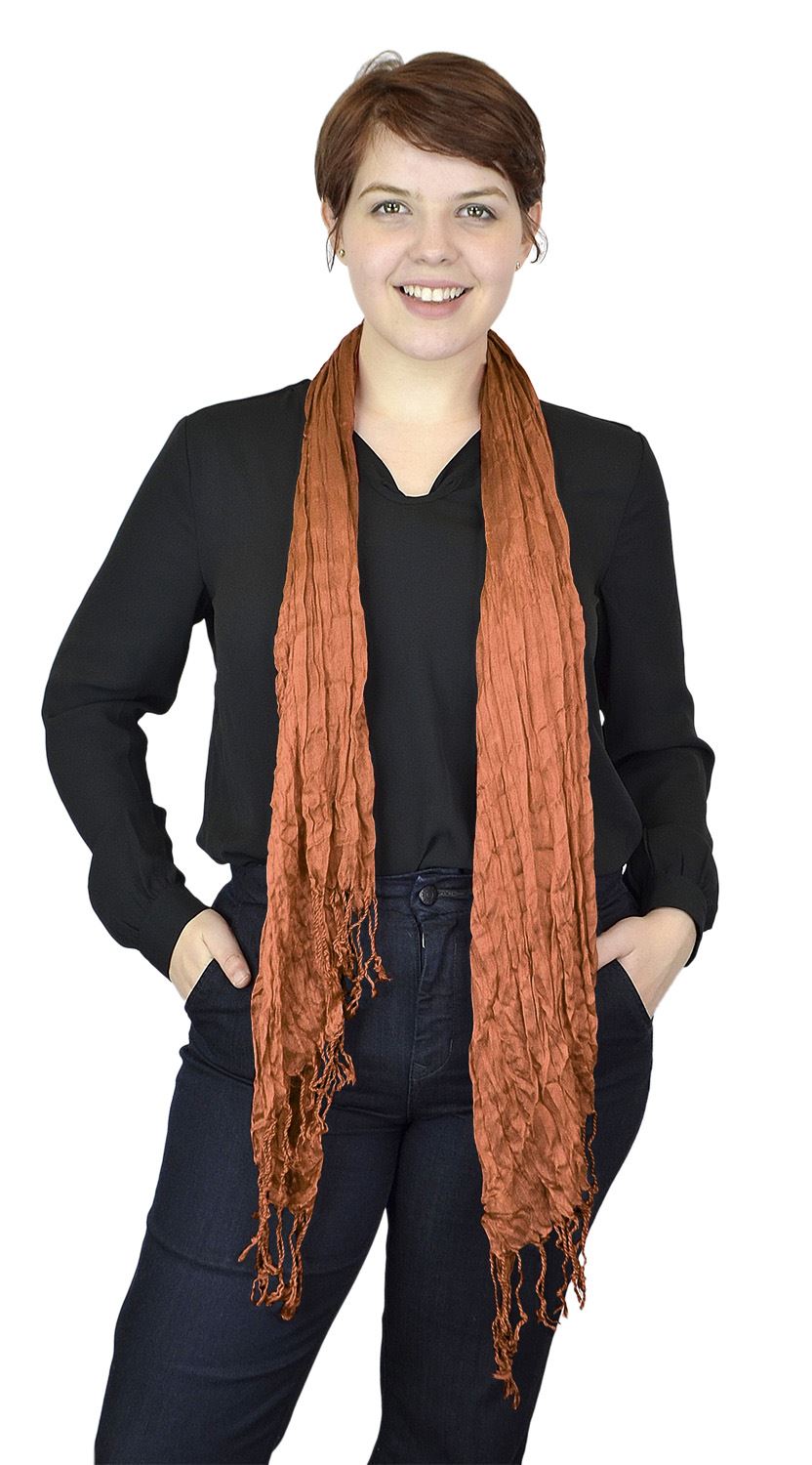 Belle Donne - Women's Fashion Scarf stylish Crinkle Scarves - Persimmon Orange