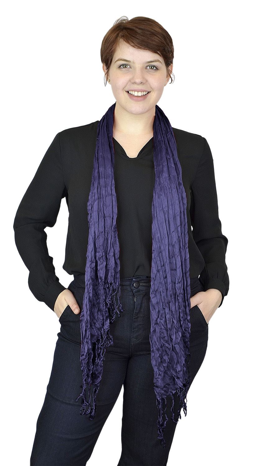 Belle Donne - Women's Fashion Scarf Pashmina stylish Crinkle Scarves - Plum Purple