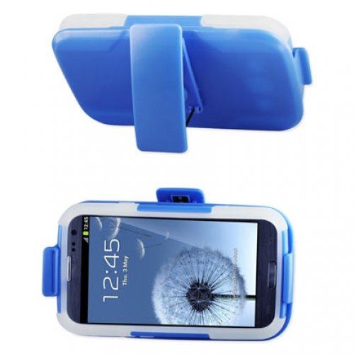Reiko SLCPC09-SAMI9300 Premium Durable Hybrid Combo Case with Kickstand for Samsung Galaxy SIII  - Navy/Clear